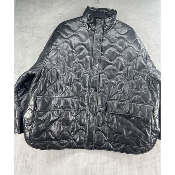 Free People Larmarque BERUKA QUILTED LEATHER JACKET Size XSmall/ Small Black - Picture 5 of 15